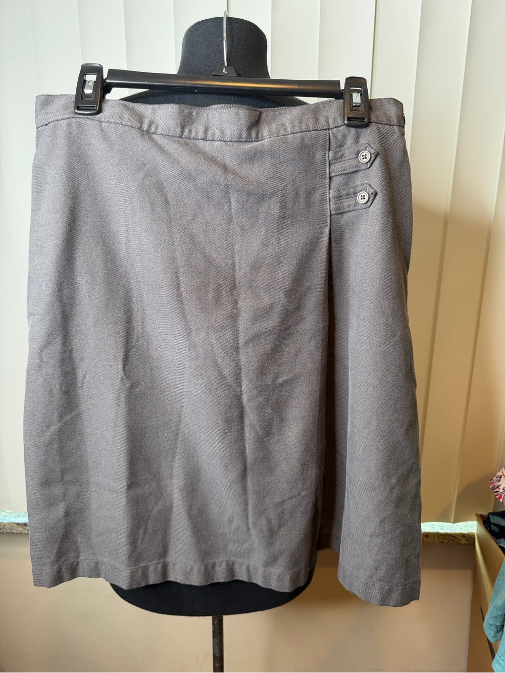 Lands' End Charcoal Grey Slim Solid A-line Skirt Below the Knee Uniform Size 10